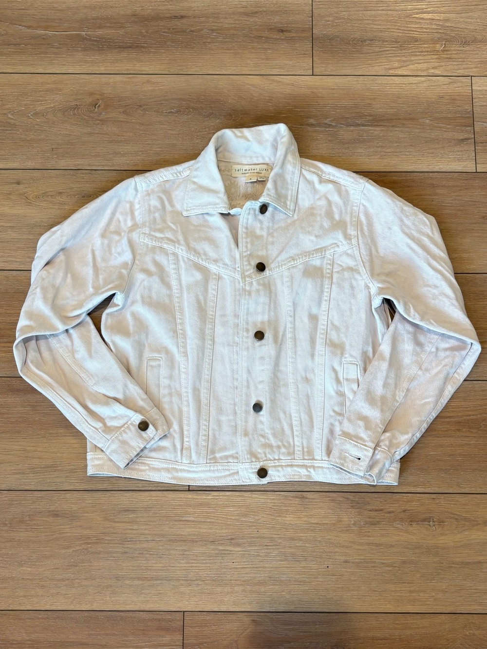 Saltwater Luxe Cream Jean Jacket with Fringe